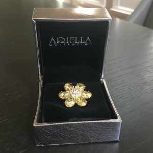 Ariella Collection Stone Flower Ring - Yellow